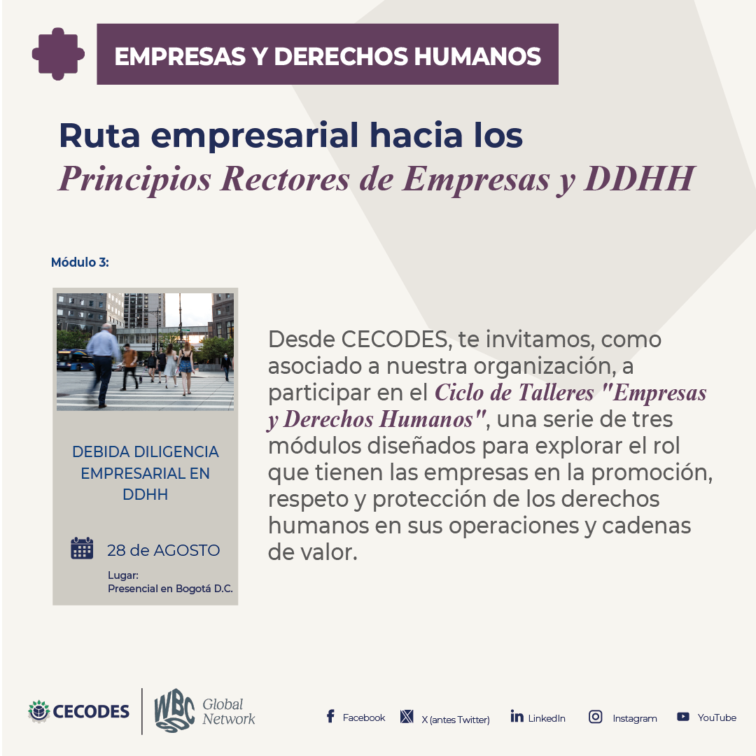 Ciclo de talleres: Módulo 3: Debida diligencia empresarial en DDHH